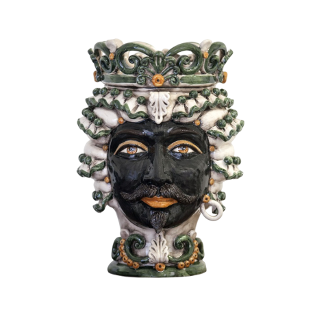 Testa Di Moro Nera Maschio -Colore Verde E Arancio