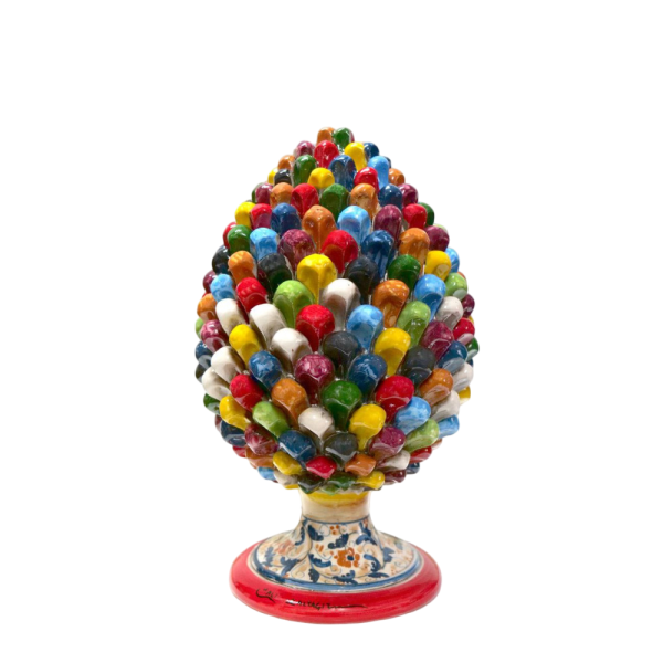 Una pigna dai colori vivaci, chiamata arlecchino