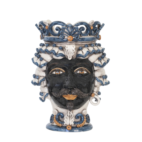 "Testa Di Moro" Maschio Di Caltagirone - Colore Blu E Arancio